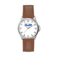 Pedre Women's Clarity Silvertone Watch with Brown Strap